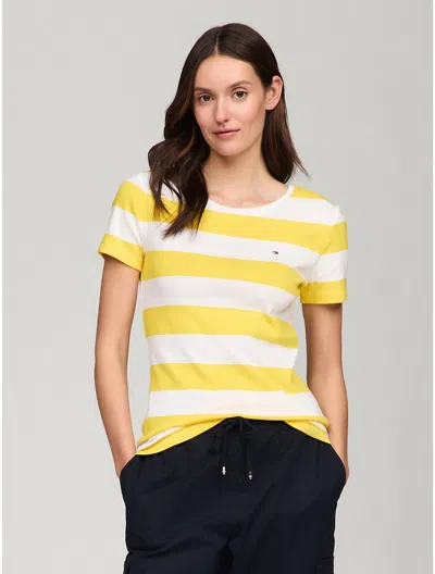 Tommy Hilfiger Rugby Stripe Favorite Crewneck T In Vivid Yellow Multi