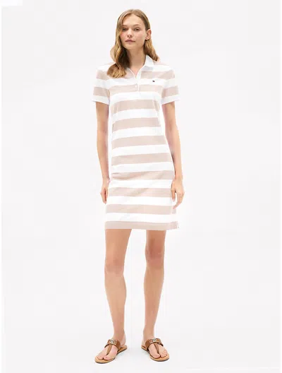 Tommy Hilfiger Rugby Stripe Polo Dress In Beige Heather