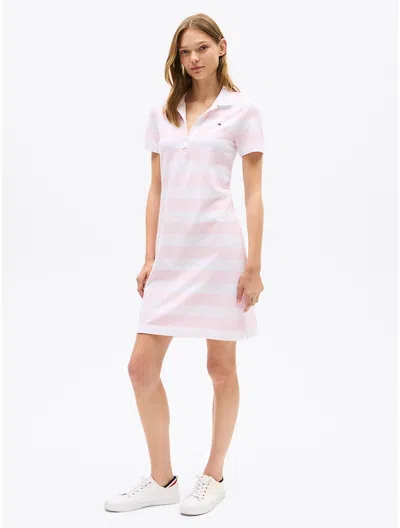 Tommy Hilfiger Rugby Stripe Polo Dress In Light Pink