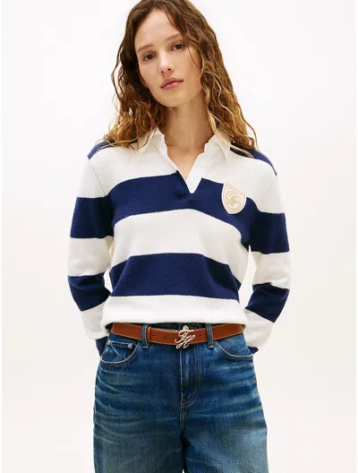 Tommy Hilfiger Rugby Stripe Sweater Polo In Blue