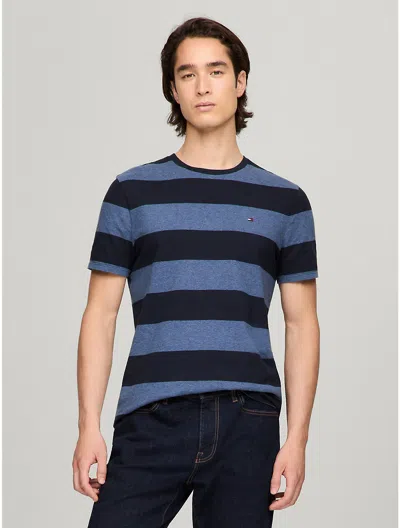 Tommy Hilfiger Rugby Stripe T In Blue Heather/navy