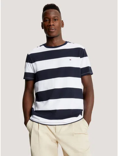 Tommy Hilfiger Rugby Stripe T In Optic White/navy