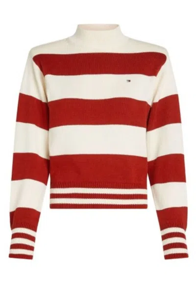 Tommy Hilfiger Rugby Sweater Stp Mock-nk Sweater In Bianco
