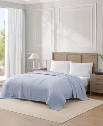 Tommy Hilfiger Running Stitch Solid Cotton Blanket