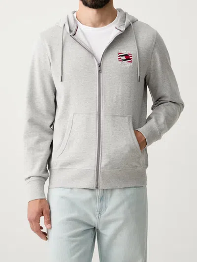 Tommy Hilfiger Rwb Box Flag Tr Full Zip Sweatshirt In Gray