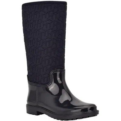 Tommy Hilfiger Saray Womens Pull On Outdoors Rain Boots In Blue