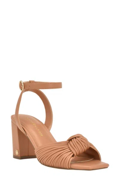 Tommy Hilfiger Women's Sarifina Knotted Block Heel Sandals In Medium Natural