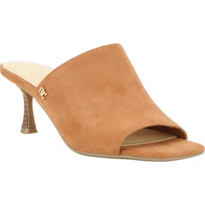 Tommy Hilfiger Sassey Faux Leather Slide Sandal In Brown
