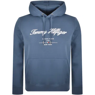Tommy Hilfiger Script Logo Hoodie Blue