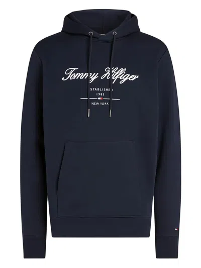 Tommy Hilfiger Script Logo Hoody Clothing In Blue