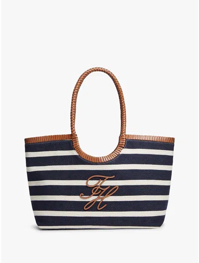 Tommy Hilfiger Script Monogram Breton Stripe Tote Bag