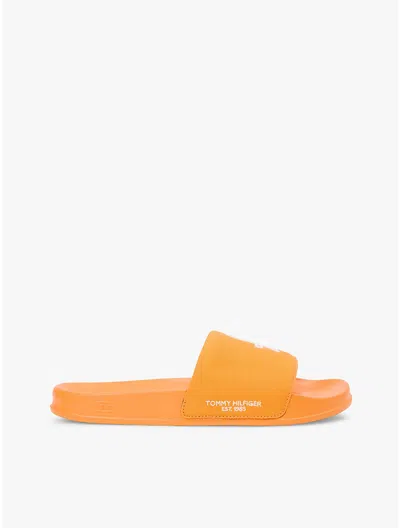 Tommy Hilfiger Script Monogram Canvas Pool Slide In Orange