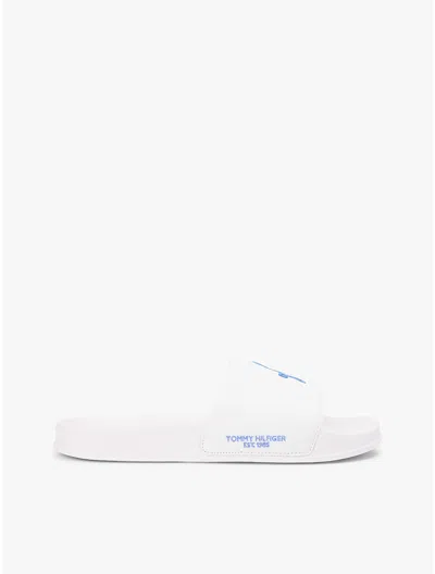 Tommy Hilfiger Script Monogram Canvas Pool Slide In White