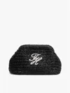 Tommy Hilfiger Script Monogram Raffia Clutch In Black