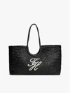 Tommy Hilfiger Script Monogram Raffia Maxi Tote In Black