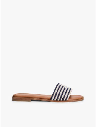 Tommy Hilfiger Script Monogram Stripe Woven Slide In Blue