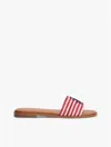 Tommy Hilfiger Script Monogram Stripe Woven Slide In Red