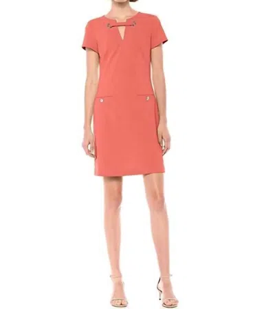 Tommy Hilfiger Scuba Crepe Mini Dress In Orange In Pink