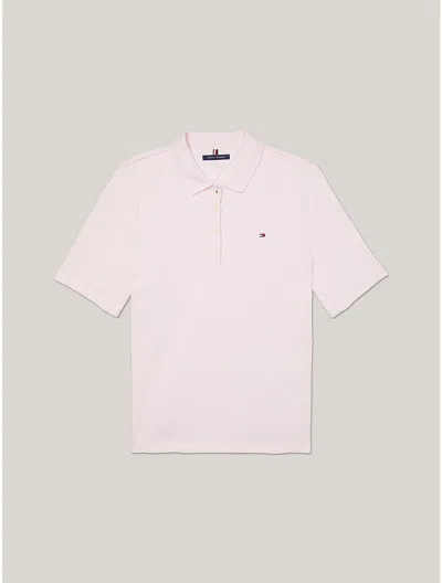Tommy Hilfiger Seated Fit Solid Zip Polo In Cradle Pink