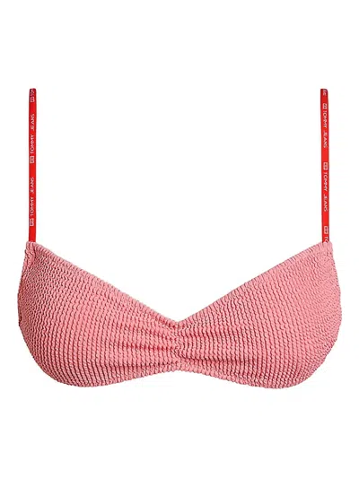 Tommy Hilfiger Seersucker Bikini Top In 粉色