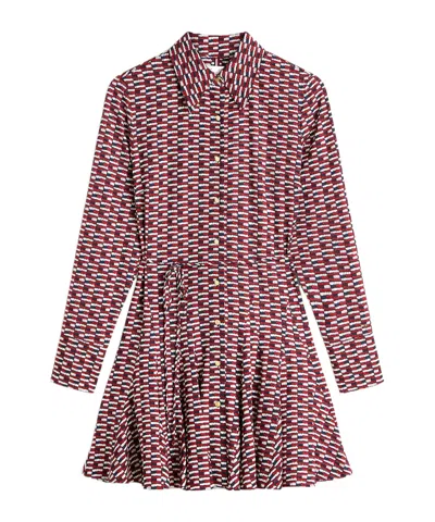 Tommy Hilfiger Self-belted Slim-fit Mini Shirt Dress In Red