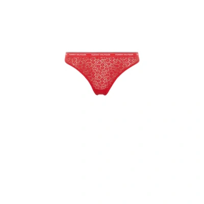 Tommy Hilfiger Set Of Three Lace Thongs In Orange