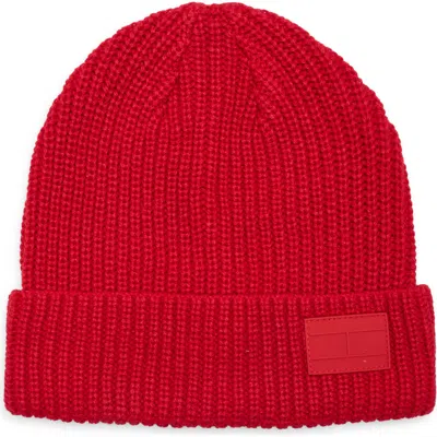 Tommy Hilfiger Shaker Stitch Cuff Beanie In Red