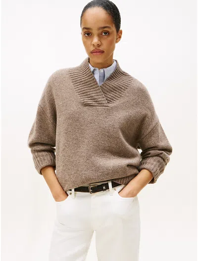 Tommy Hilfiger Shawl Collar Wool In Brown