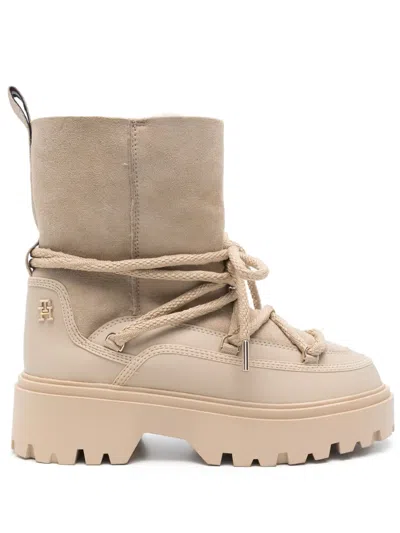 Tommy Hilfiger Shearling Snow Boots In Neutrals