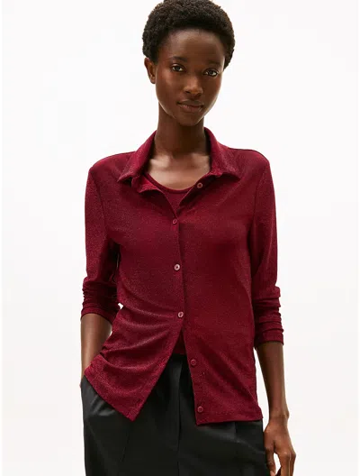 Tommy Hilfiger Shimmer Jersey Knit Top In Red