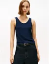 Tommy Hilfiger Shimmer Jersey Knit V In Blue