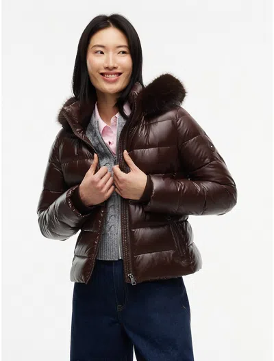Tommy Hilfiger Shiny Down Puffer Jacket In Brown