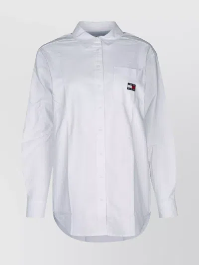 Tommy Hilfiger Shirt With Long Sleeves And Chest Pocket In White