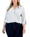 Tommy Hilfiger Shirt Womens 0x White Floral Roll-tab Sleeve Button Up Fts1158 In White