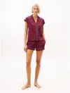 Tommy Hilfiger Short And Shirt Sleep Set In Burgundy