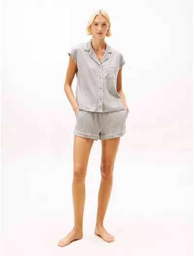 Tommy Hilfiger Short And Shirt Sleep Set In Gray