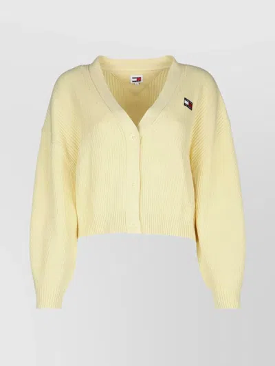 Tommy Hilfiger Short Ribbed Sleeve Top In Yellow