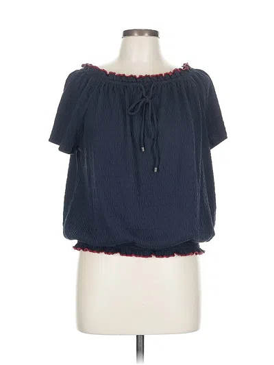 Pre-owned Tommy Hilfiger Short Sleeve Blouse In Blue