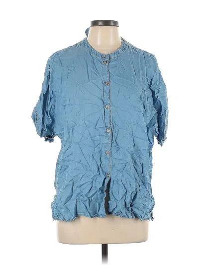 Pre-owned Tommy Hilfiger Short Sleeve Blouse In Blue