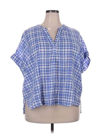 Pre-owned Tommy Hilfiger Short Sleeve Blouse In Blue