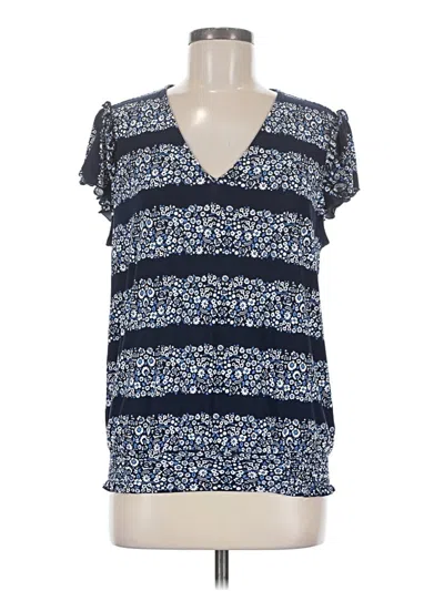 Pre-owned Tommy Hilfiger Short Sleeve Blouse In Blue