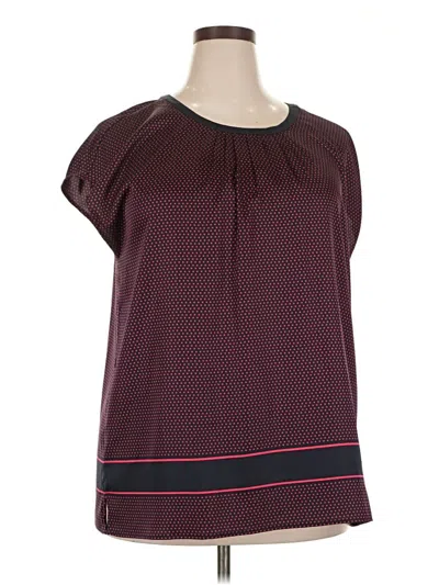 Pre-owned Tommy Hilfiger Short Sleeve Blouse In Burgundy