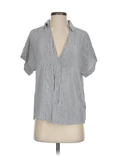 Pre-owned Tommy Hilfiger Short Sleeve Blouse In Gray