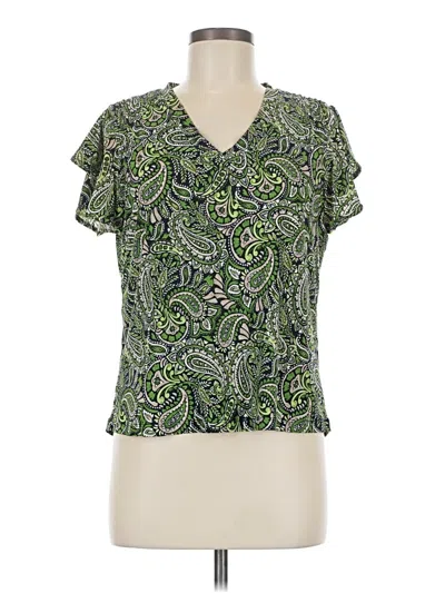 Pre-owned Tommy Hilfiger Short Sleeve Blouse In Green