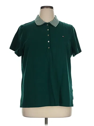 Pre-owned Tommy Hilfiger Short Sleeve Blouse In Green