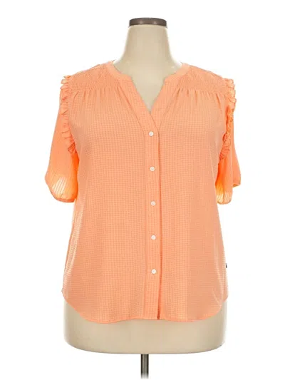 Pre-owned Tommy Hilfiger Short Sleeve Blouse In Orange