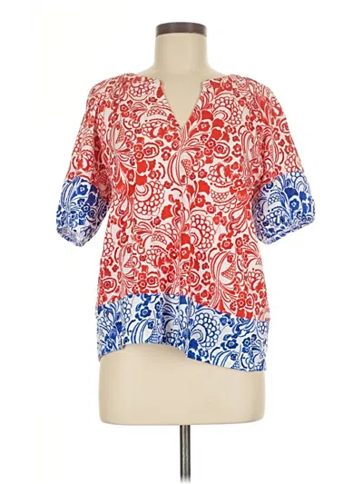 Pre-owned Tommy Hilfiger Short Sleeve Blouse In Red