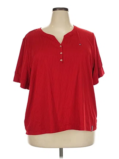 Pre-owned Tommy Hilfiger Short Sleeve Blouse In Red