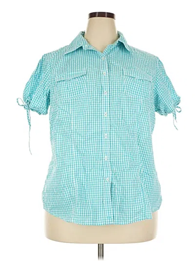 Pre-owned Tommy Hilfiger Short Sleeve Blouse In Teal
