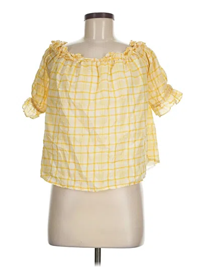 Pre-owned Tommy Hilfiger Short Sleeve Blouse In Yellow